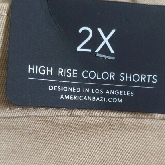 5/$55 American Bazi high rise color shorts - khaki - cotton blend - NWT - 2X - Picture 7 of 10